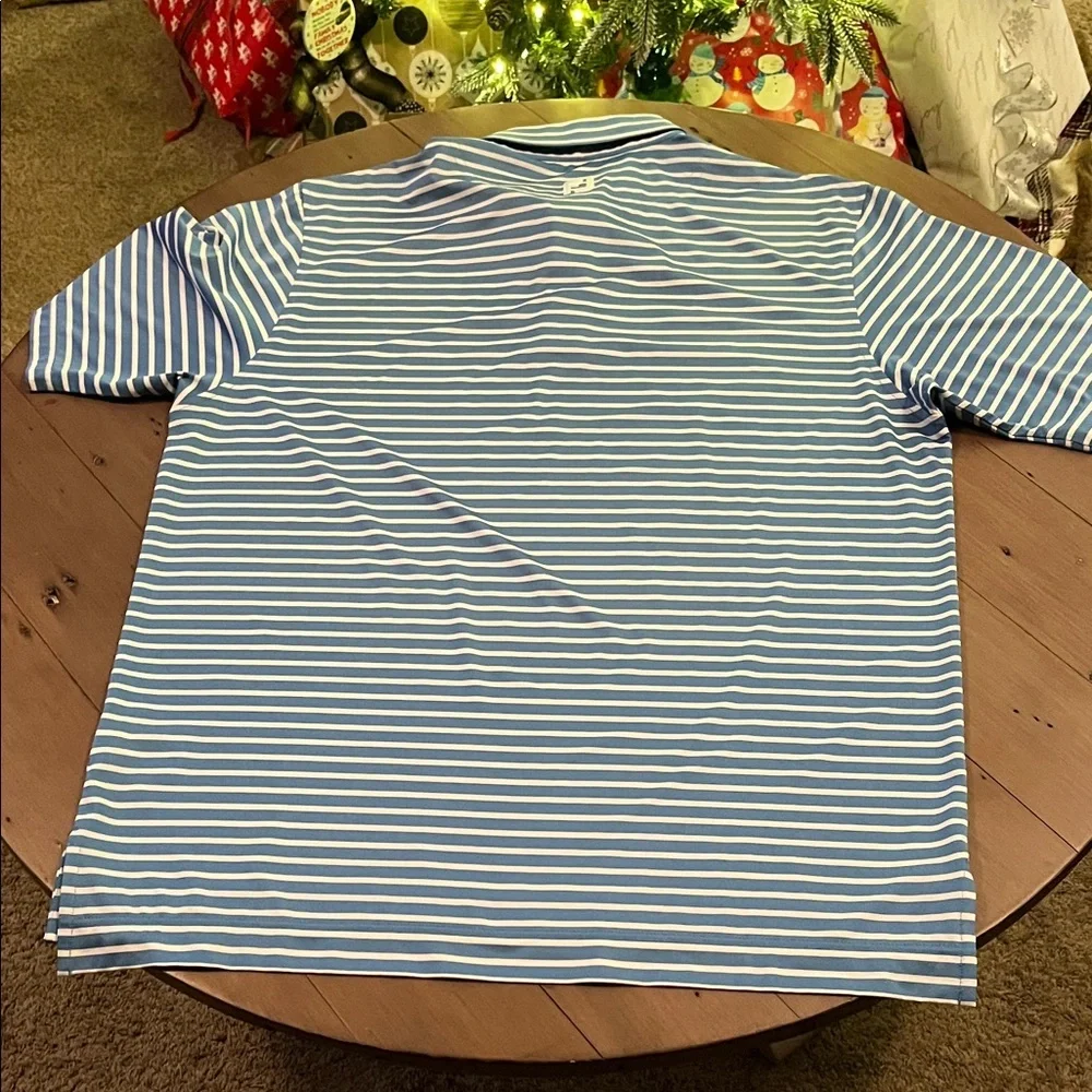 Men's FootJoy Blue Striped Polo Shirt​ - Picture 6 of 6